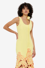 Emily Appliqué Midi Dress - Sorbet Yellow Dress Midi
