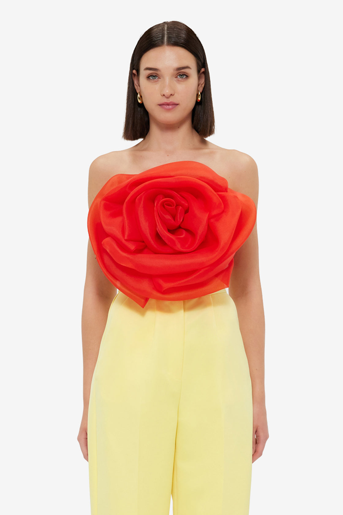Exclusive Leo Lin Bloom Rose Bustier Top - Scarlet