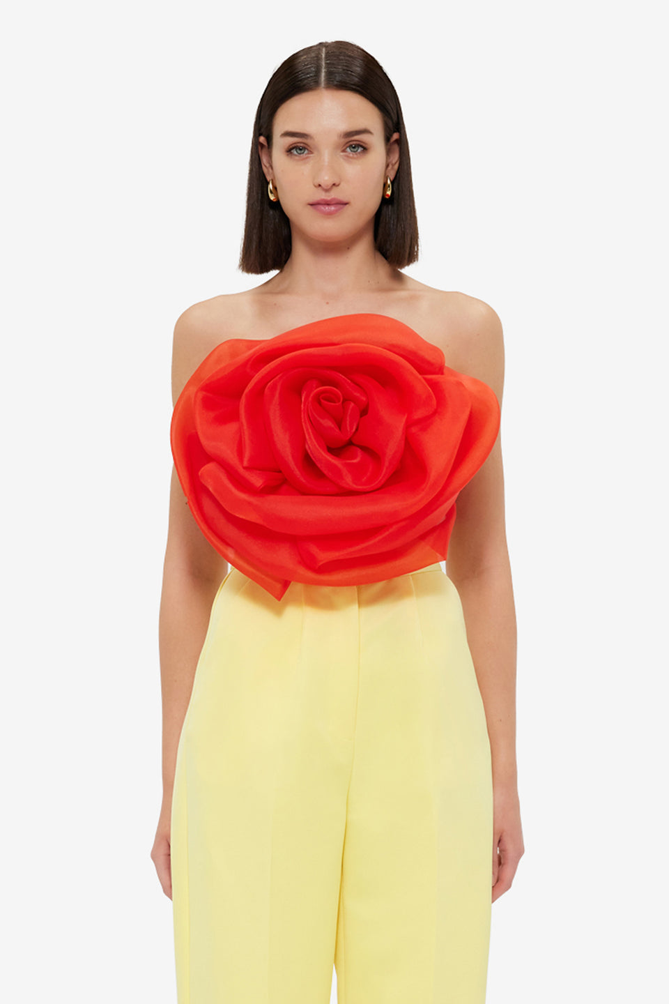 Exclusive Leo Lin Bloom Rose Bustier Top - Scarlet