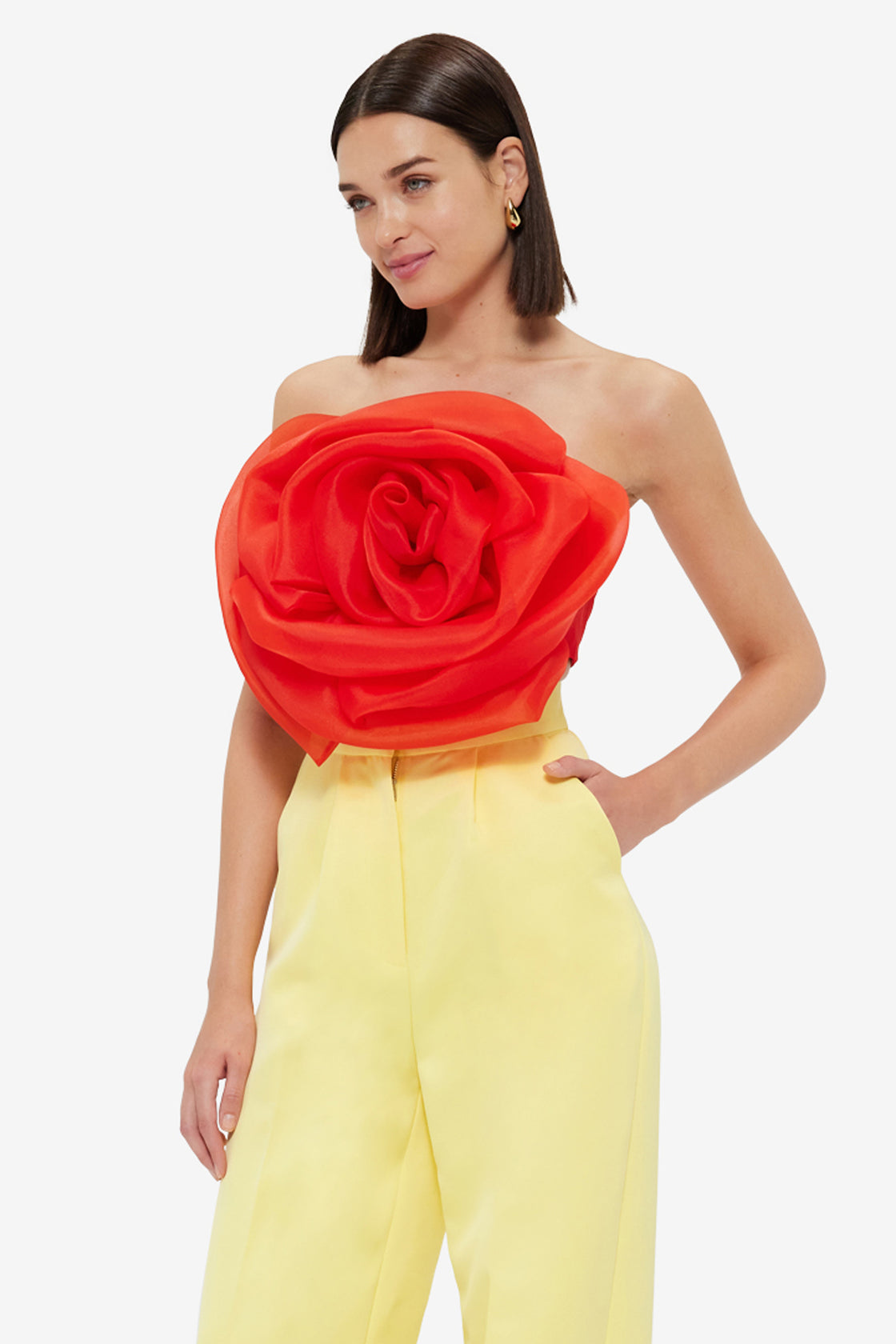 Exclusive Leo Lin Bloom Rose Bustier Top - Scarlet