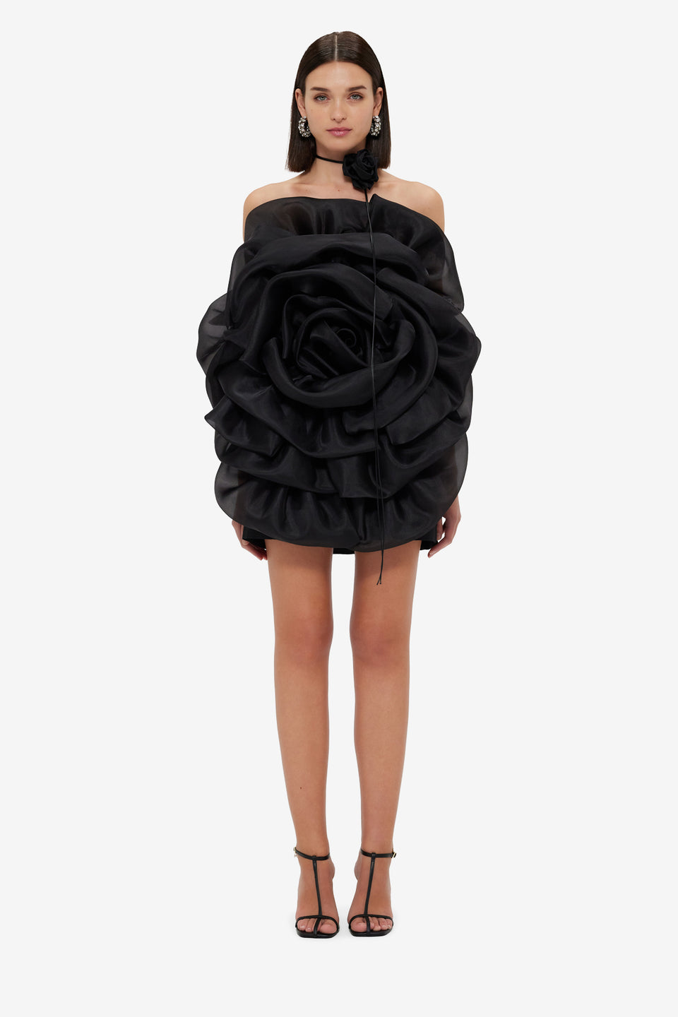 Exclusive Leo Lin Bloom Rose Mini Dress - Ebony