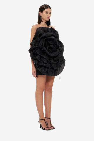Exclusive Leo Lin Bloom Rose Mini Dress - Ebony