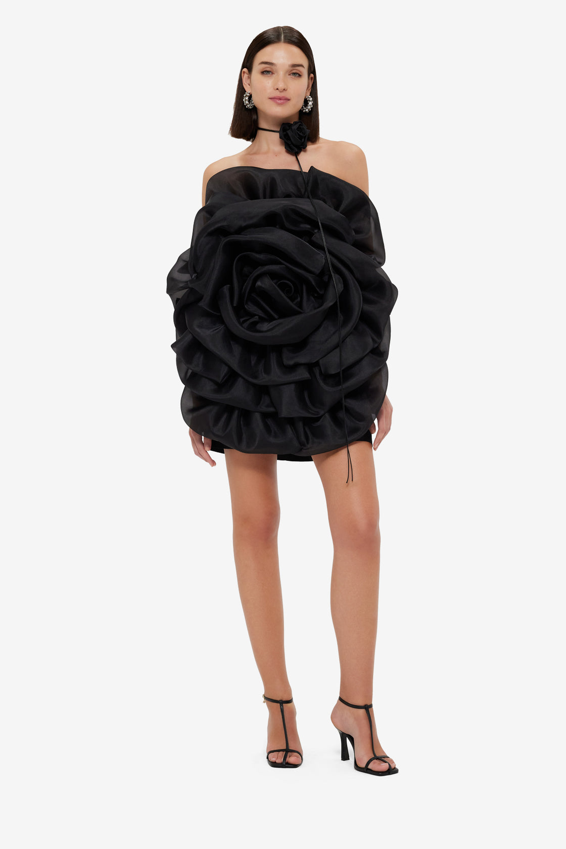 Exclusive Leo Lin Bloom Rose Mini Dress - Ebony