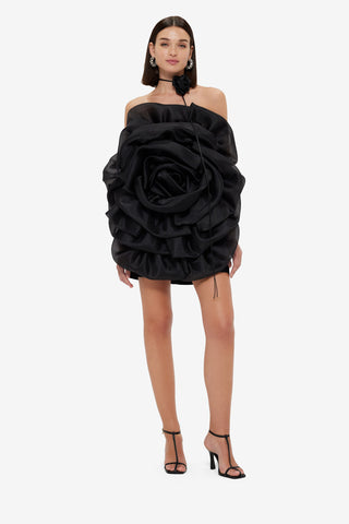 Exclusive Leo Lin Bloom Rose Mini Dress - Ebony
