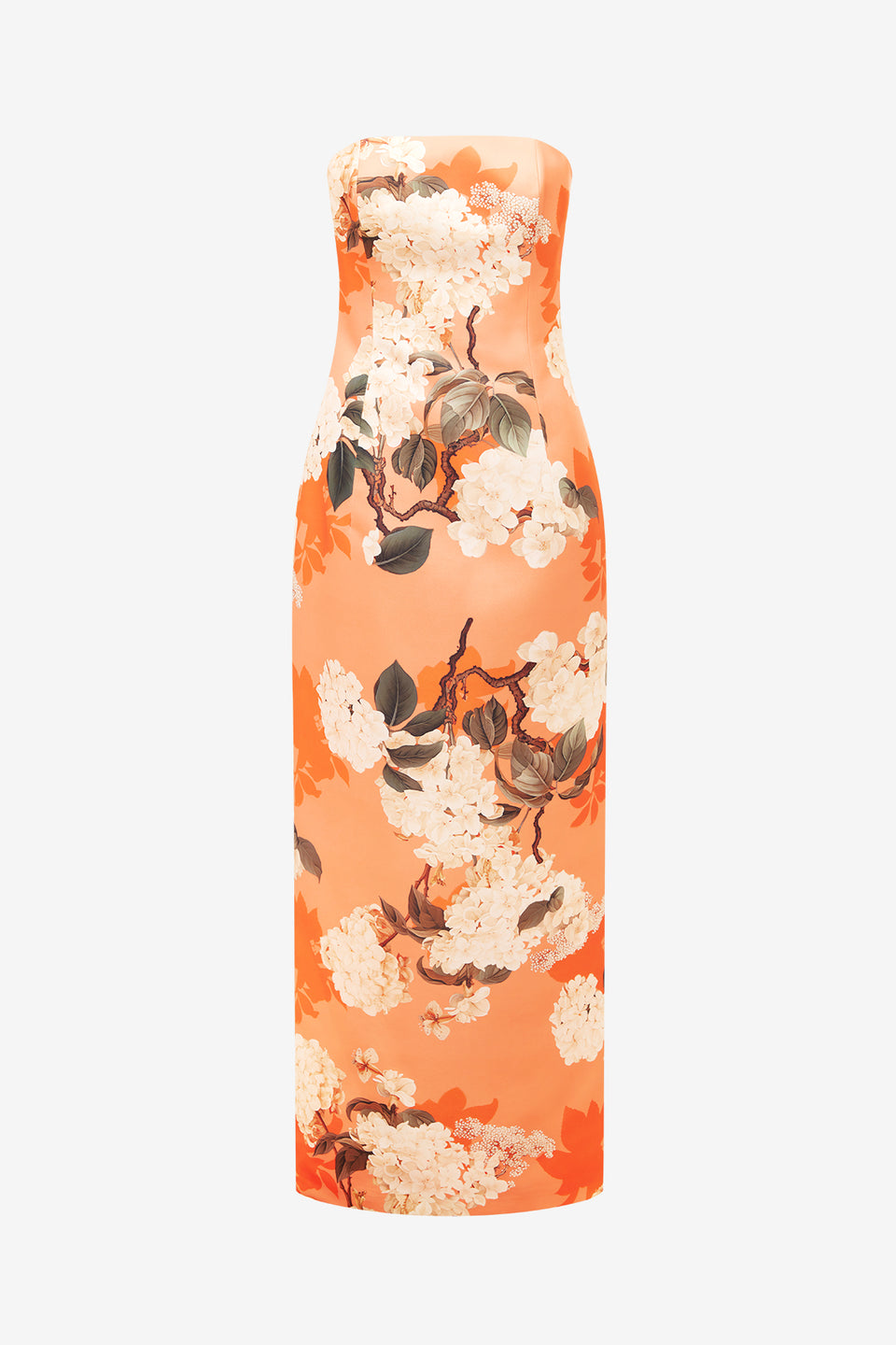 Exclusive LEO LIN Rayna Bustier Maxi Dress - Hydrangea Print in Tangerine