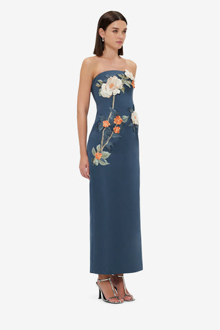 Rayna Appliqué Floral Bustier Maxi Dress - Pear Blossom Dress Maxi