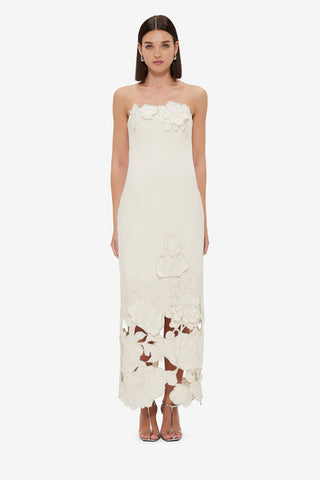 Exclusive LEO LIN Rayna Appliqué Bustier Maxi Dress - Vanilla