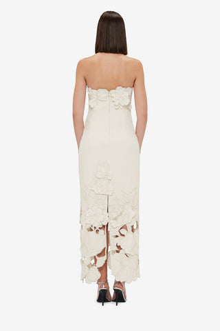 Exclusive LEO LIN Rayna Appliqué Bustier Maxi Dress - Vanilla