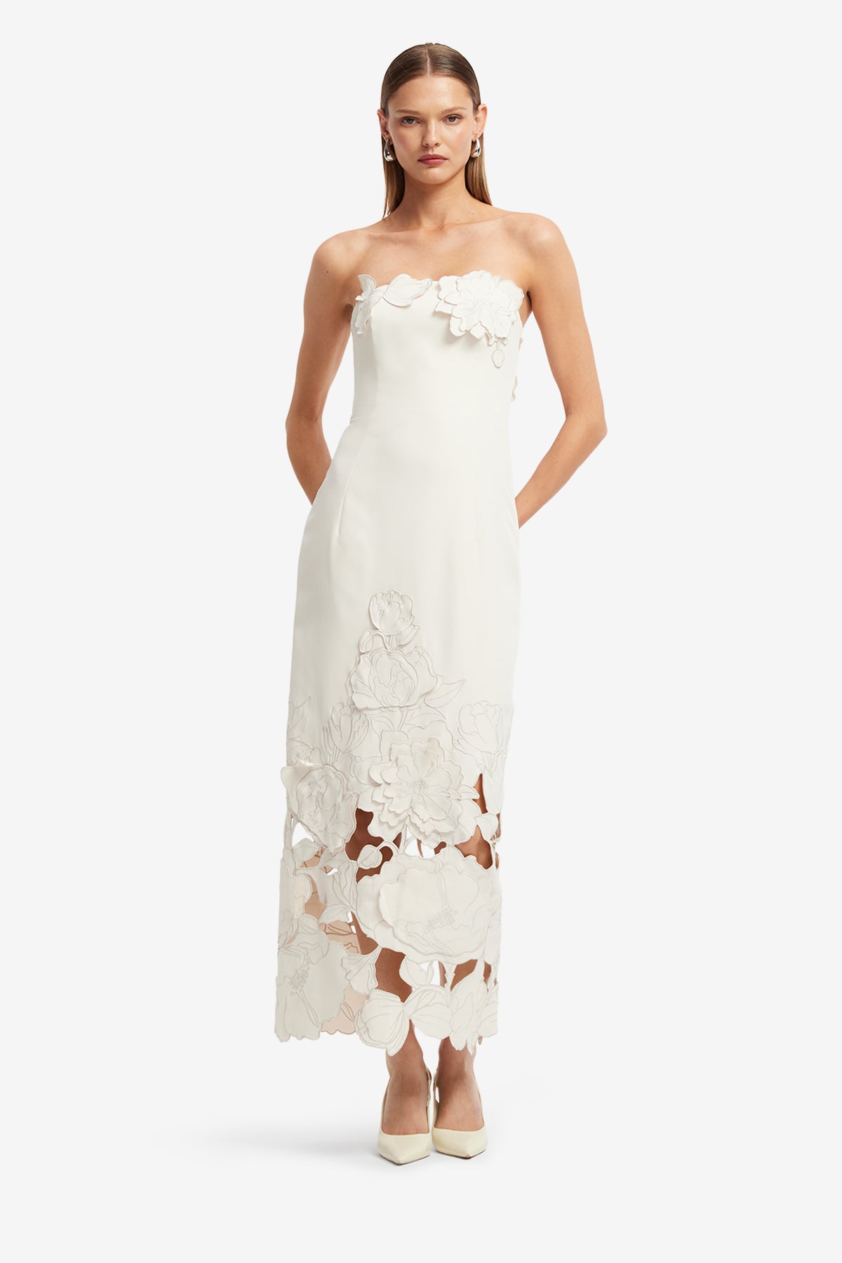 Rayna Appliqué Bustier Maxi Dress - Vanilla – LEO LIN