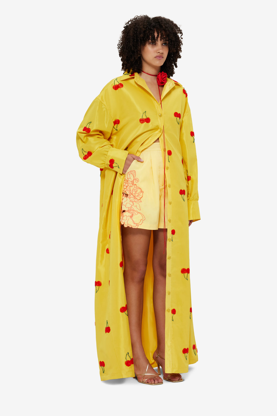 Exclusive LEO LIN Madeline Embellished Coat Dress - Cherry Beading