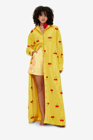 Exclusive LEO LIN Madeline Embellished Coat Dress - Cherry Beading