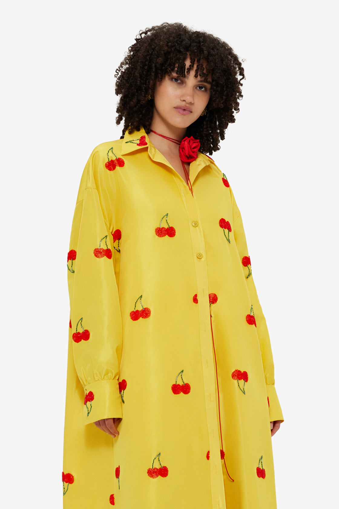 Exclusive LEO LIN Madeline Embellished Coat Dress - Cherry Beading