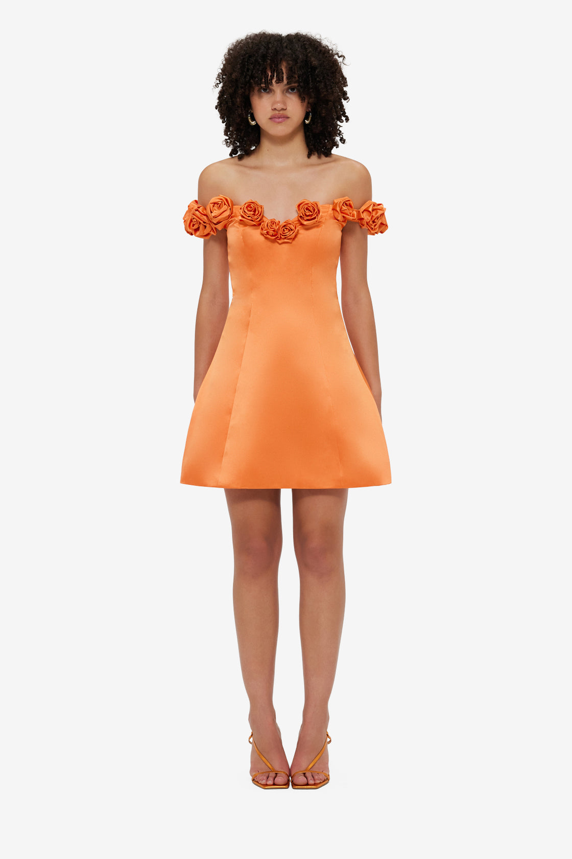 Exclusive LEO LIN Stella Off-Shoulder Mini Dress - Tangerine