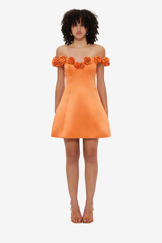 Exclusive LEO LIN Stella Off-Shoulder Mini Dress - Tangerine