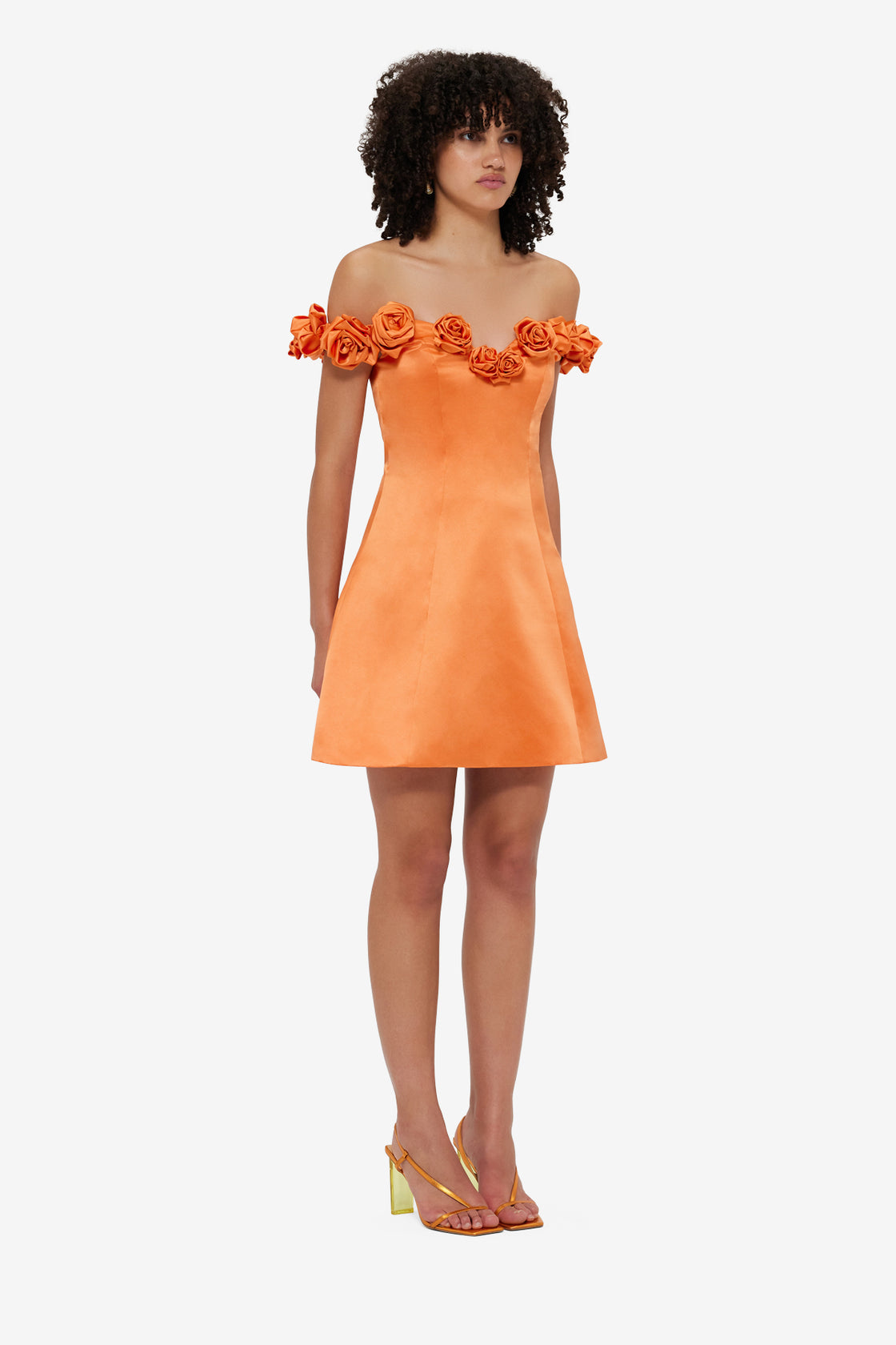 Exclusive LEO LIN Stella Off-Shoulder Mini Dress - Tangerine