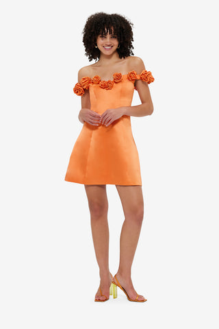 Exclusive LEO LIN Stella Off-Shoulder Mini Dress - Tangerine