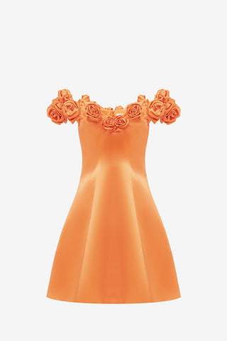 Exclusive LEO LIN Stella Off-Shoulder Mini Dress - Tangerine