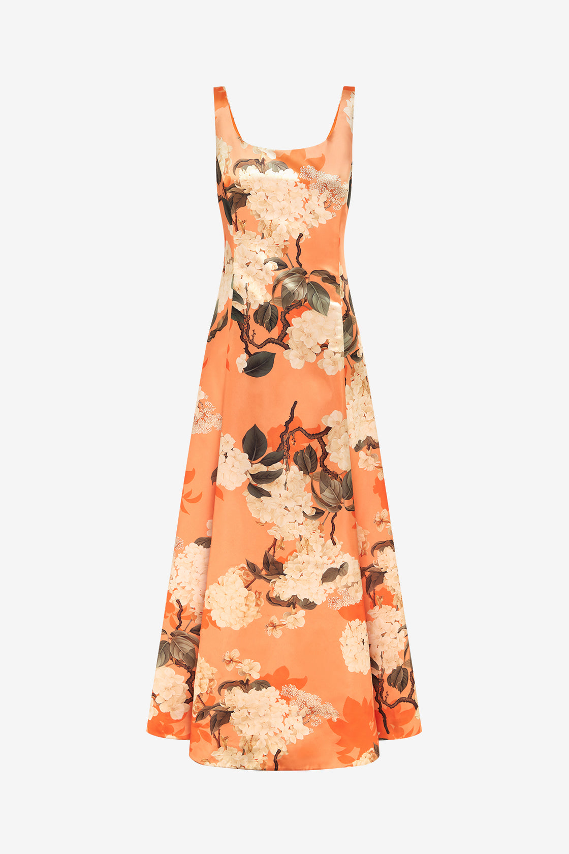 Exclusive Leo Lin Charlotte Maxi Dress - Hydrangea Print in Tangerine
