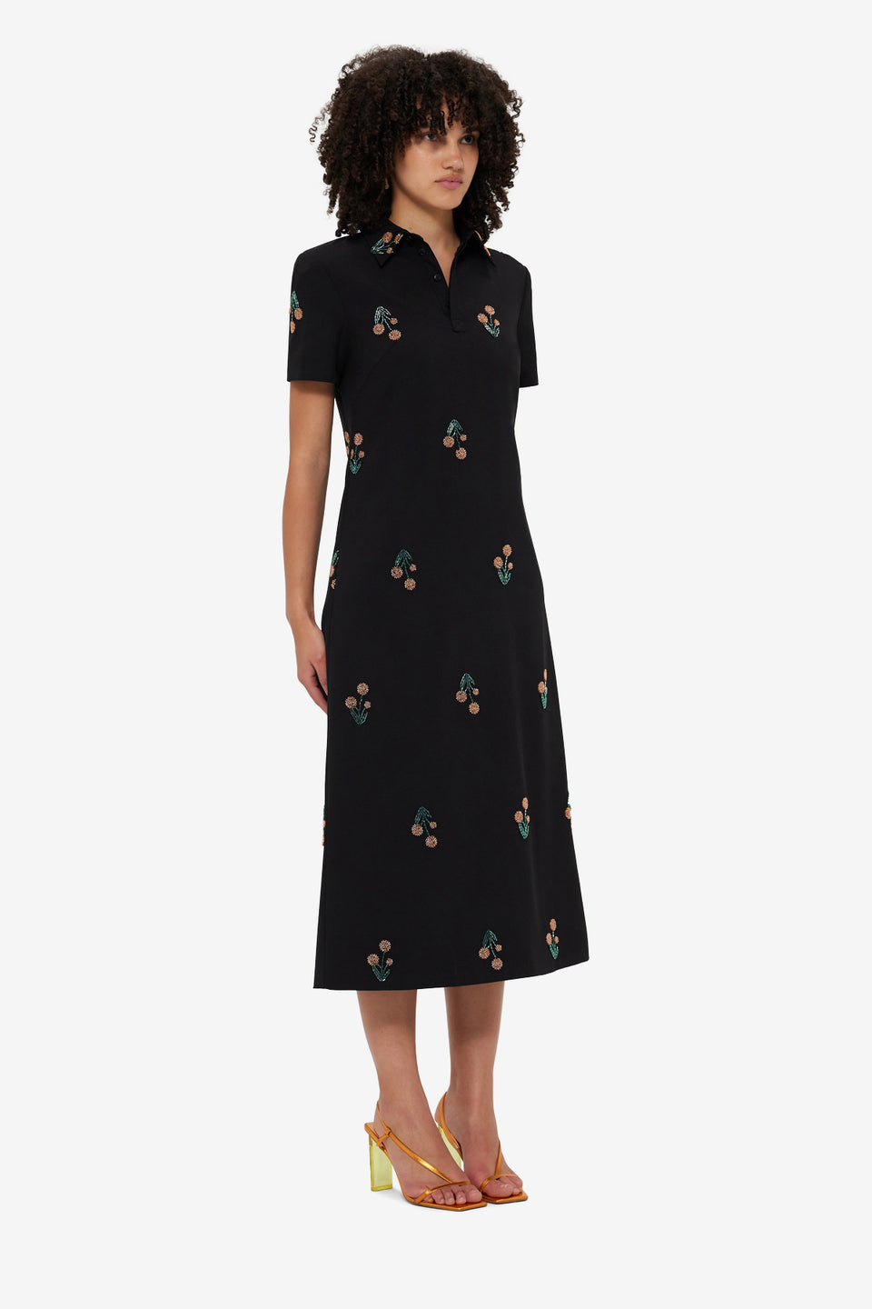 Exclusive LEO LIN Nadene Embellished  Shirt Midi Dress - Wildflower Beading