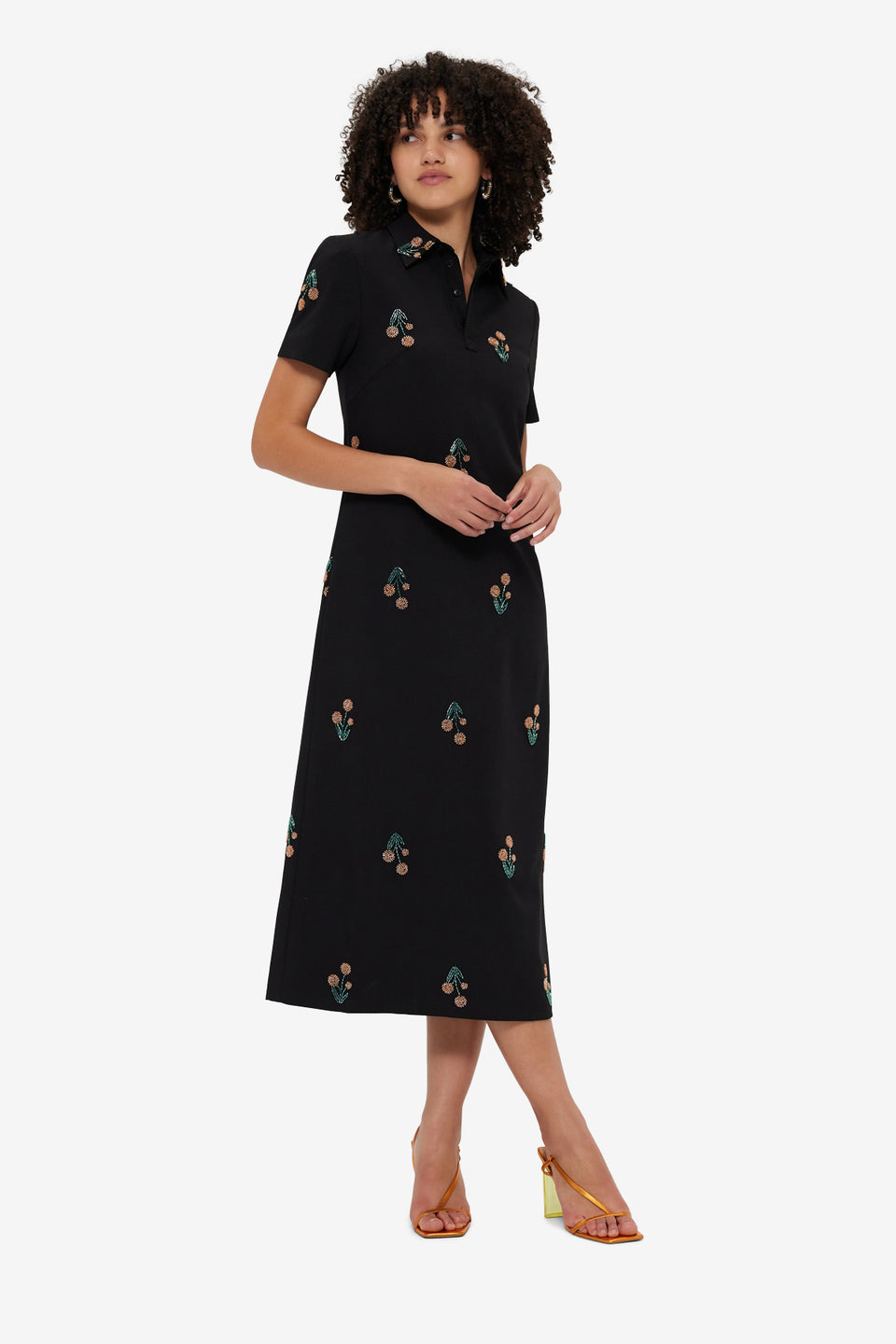 Exclusive LEO LIN Nadene Embellished  Shirt Midi Dress - Wildflower Beading