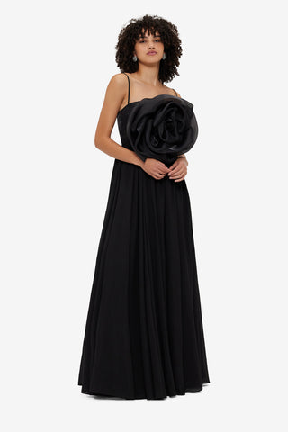 Exclusive LEO LIN Bloom Rose Maxi Dress - Ebony