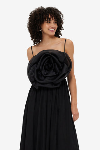 Exclusive LEO LIN Bloom Rose Maxi Dress - Ebony