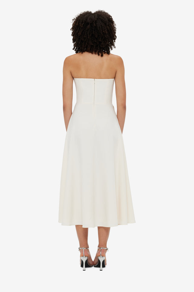 Exclusive LEO LIN Ivanna Rose Bustier Midi Dress - Vanilla