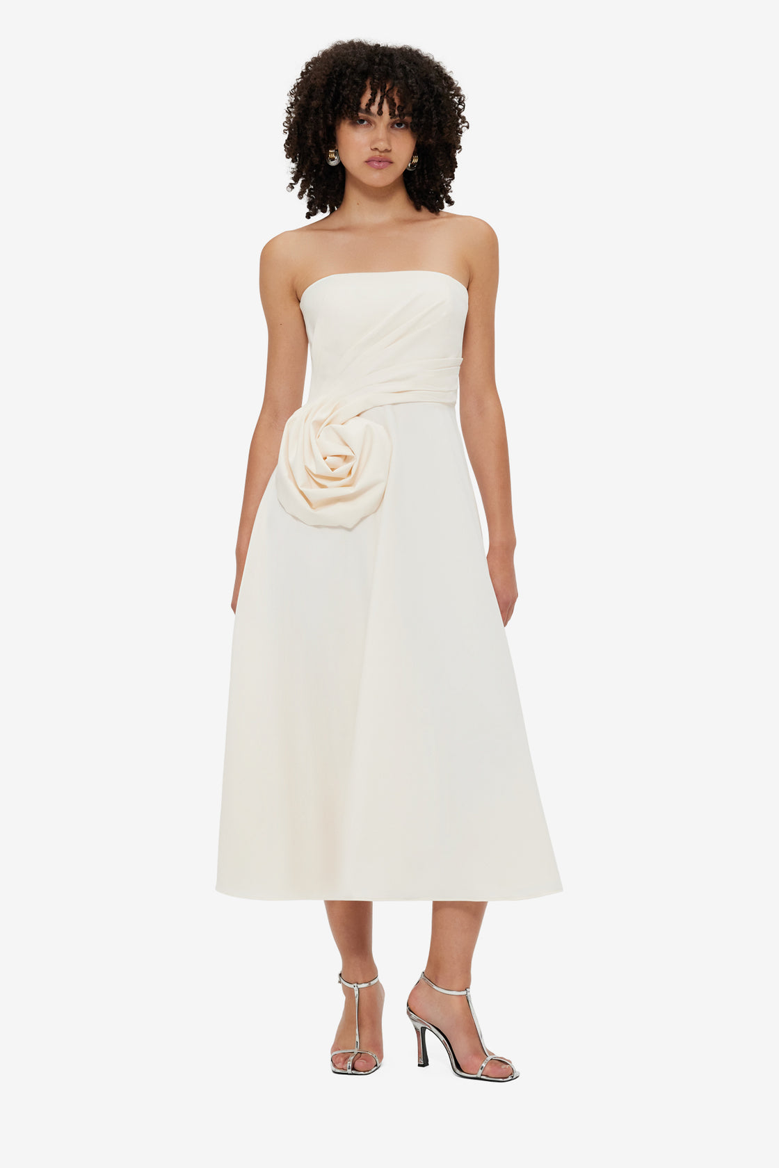 Exclusive LEO LIN Ivanna Rose Bustier Midi Dress - Vanilla