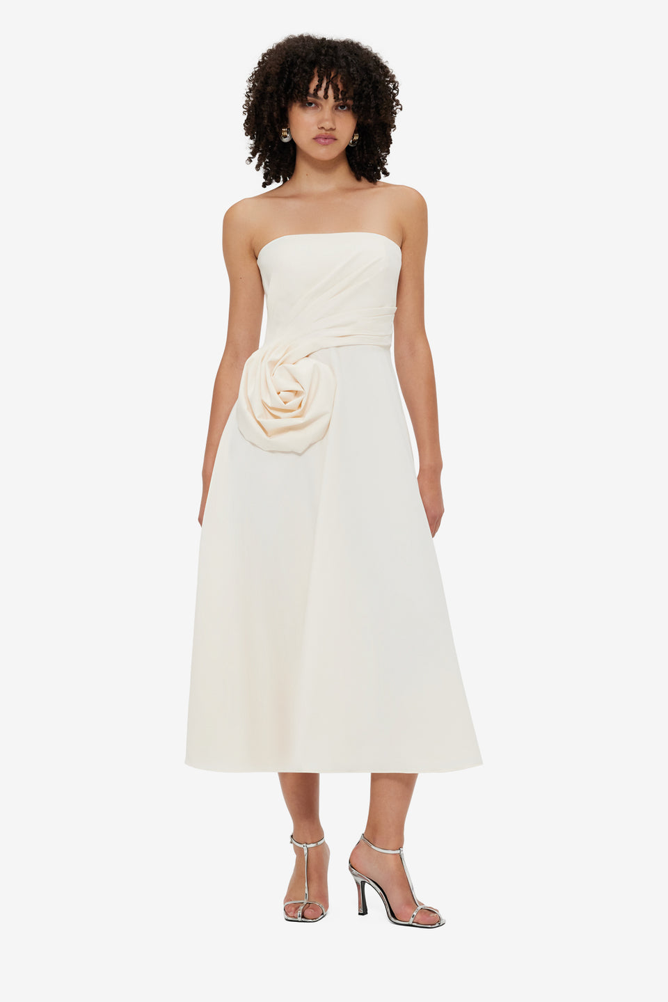 Exclusive LEO LIN Ivanna Rose Bustier Midi Dress - Vanilla