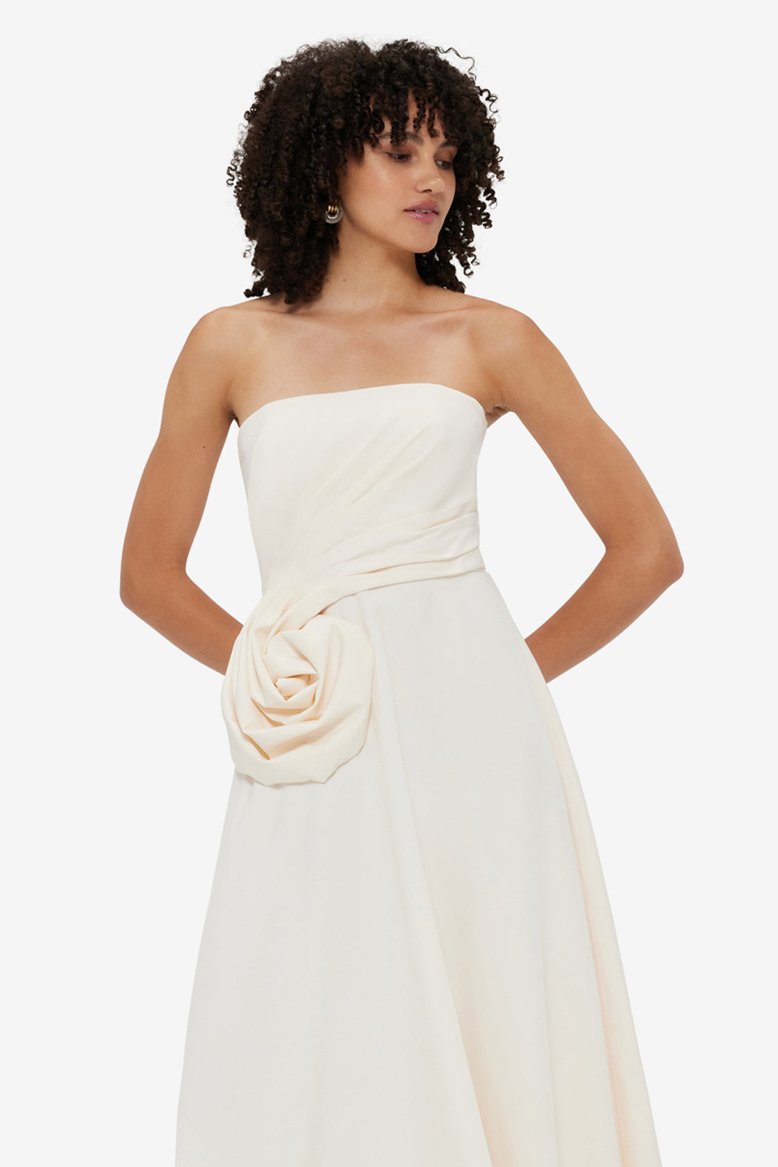 Exclusive LEO LIN Ivanna Rose Bustier Midi Dress - Vanilla