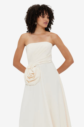 Exclusive LEO LIN Ivanna Rose Bustier Midi Dress - Vanilla