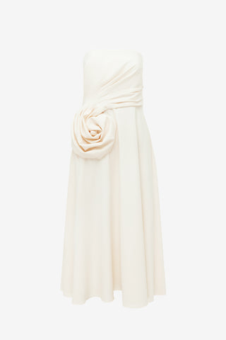 Exclusive LEO LIN Ivanna Rose Bustier Midi Dress - Vanilla
