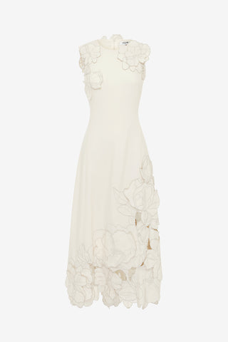Exclusive Leo Lin Cleo Appliqué Sleeveless Midi Dress - Vanilla