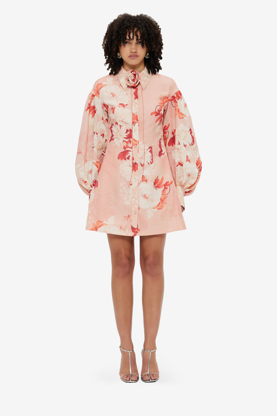 Exclusive LEO LIN Juliana Shirt Mini Dress - PEONY Print