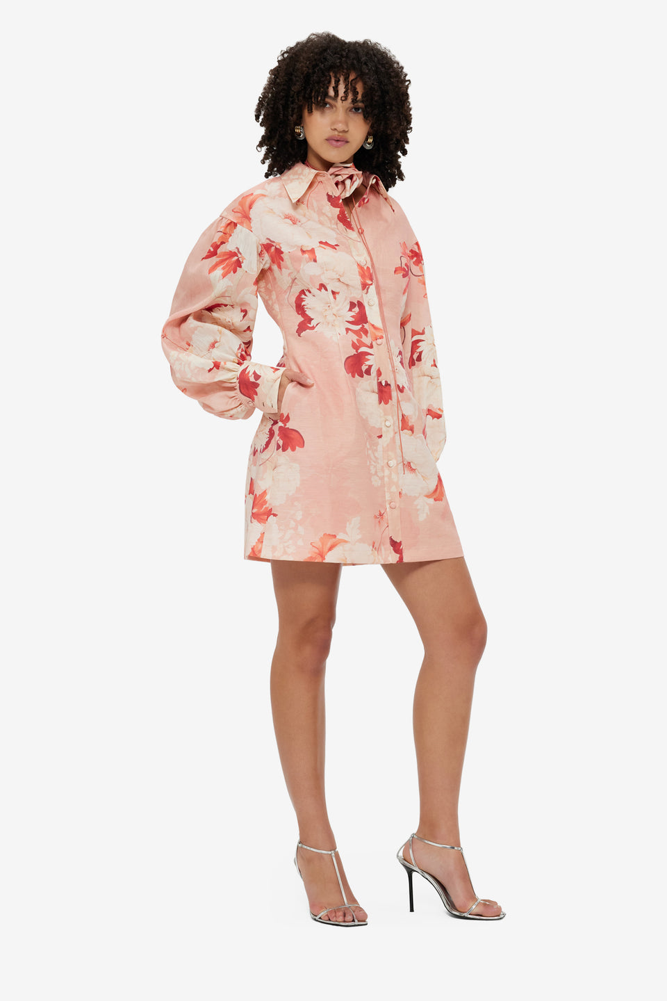 Exclusive LEO LIN Juliana Shirt Mini Dress - PEONY Print
