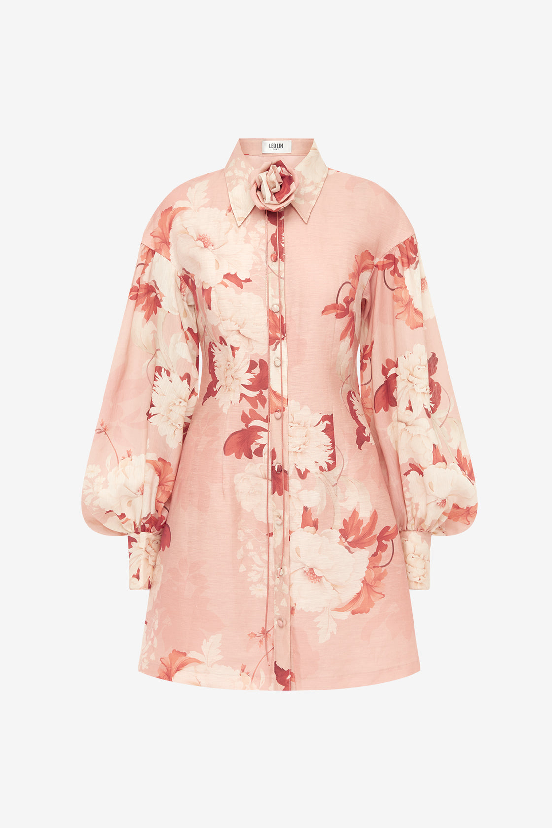 Exclusive LEO LIN Juliana Shirt Mini Dress - PEONY Print