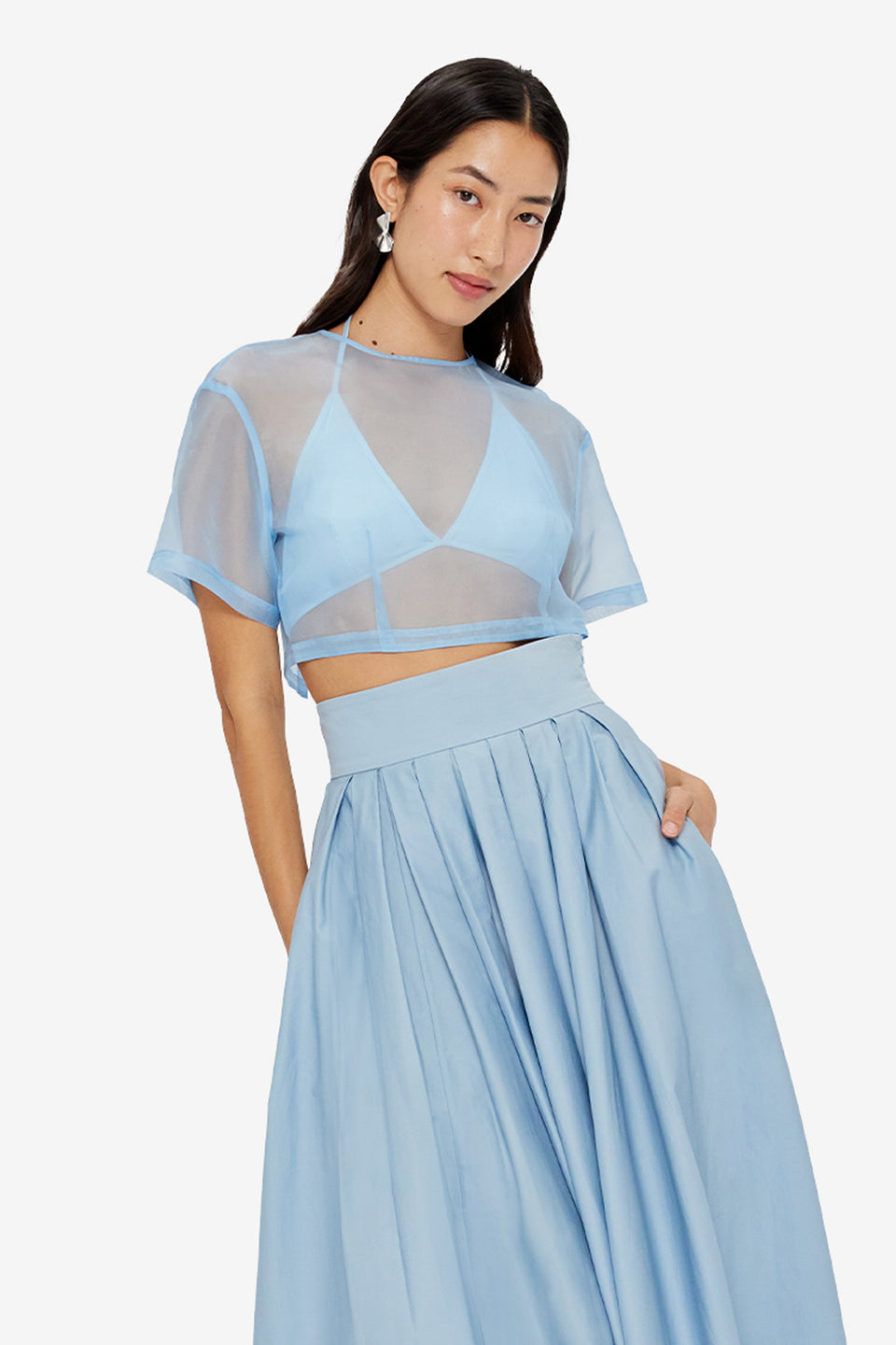 Exclusive LEO LIN Indie Sleeve Top - Powder Blue