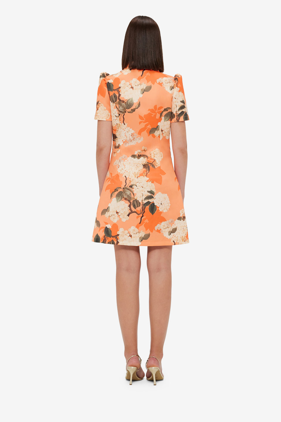 Exclusive Leo Lin Brooke Mini Dress - Hydrangea Print in Tangerine