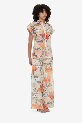 Exclusive Leo Lin Catarina Blouse - Hydrangea Print in Vanilla