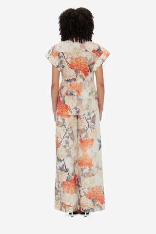 Exclusive Leo Lin Catarina Blouse - Hydrangea Print in Vanilla