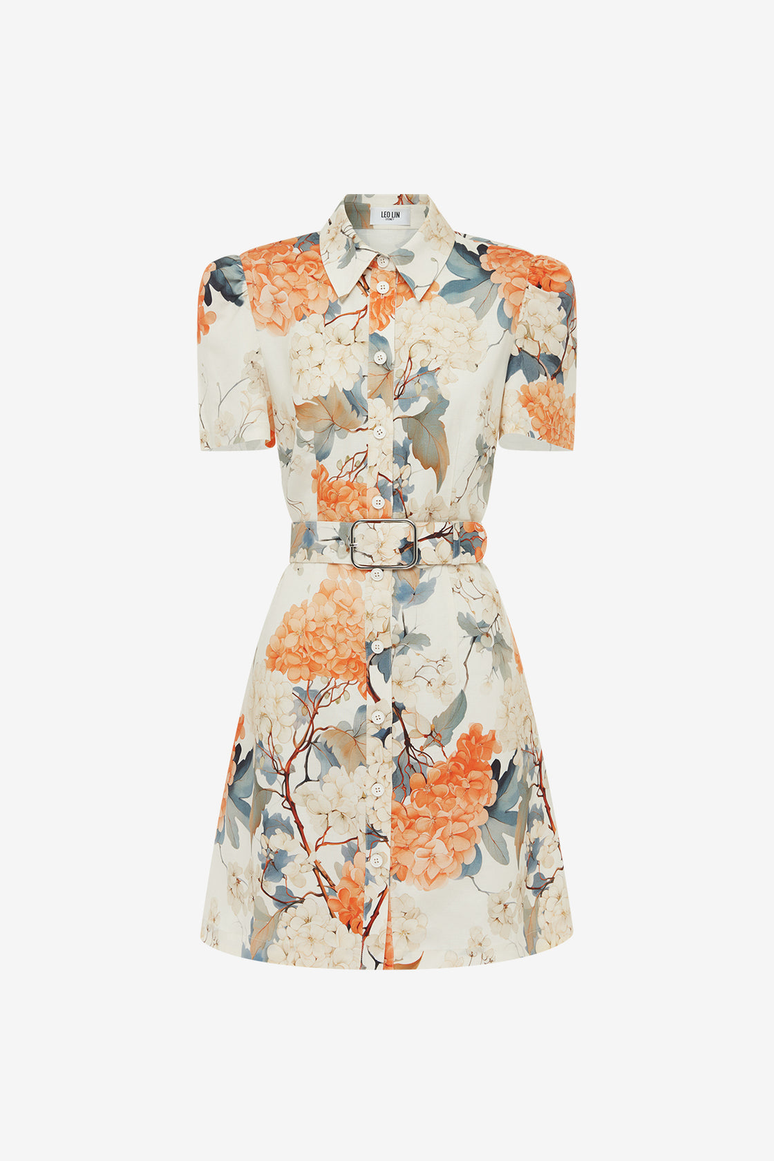 Exclusive Leo Lin Bronte Mini Dress - Hydrangea Print in Vanilla