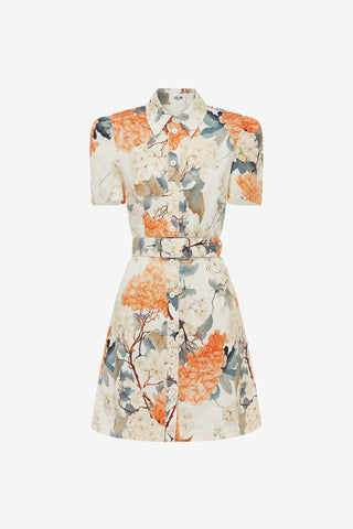 Exclusive Leo Lin Bronte Mini Dress - Hydrangea Print in Vanilla