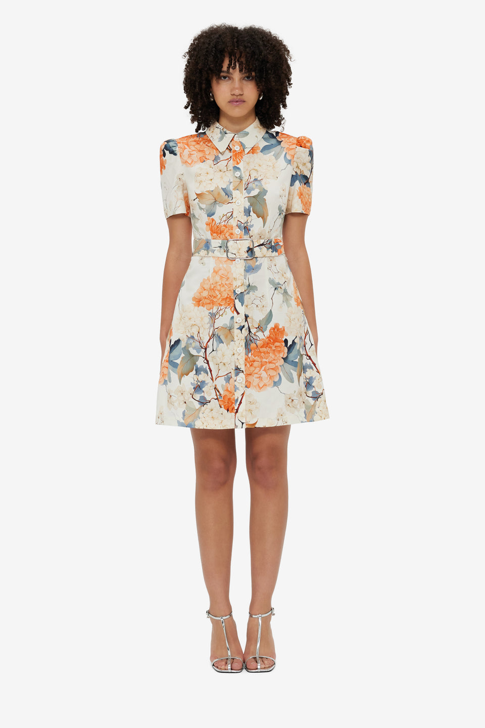 Exclusive Leo Lin Bronte Mini Dress - Hydrangea Print in Vanilla