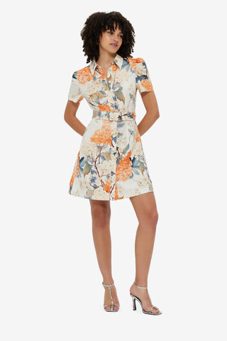 Exclusive Leo Lin Bronte Mini Dress - Hydrangea Print in Vanilla