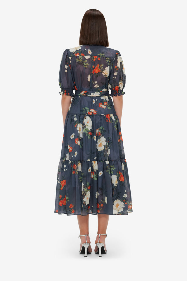 Exclusive LEO LIN Ellie Bishop Sleeve Midi Dress - Pear Blossom Print