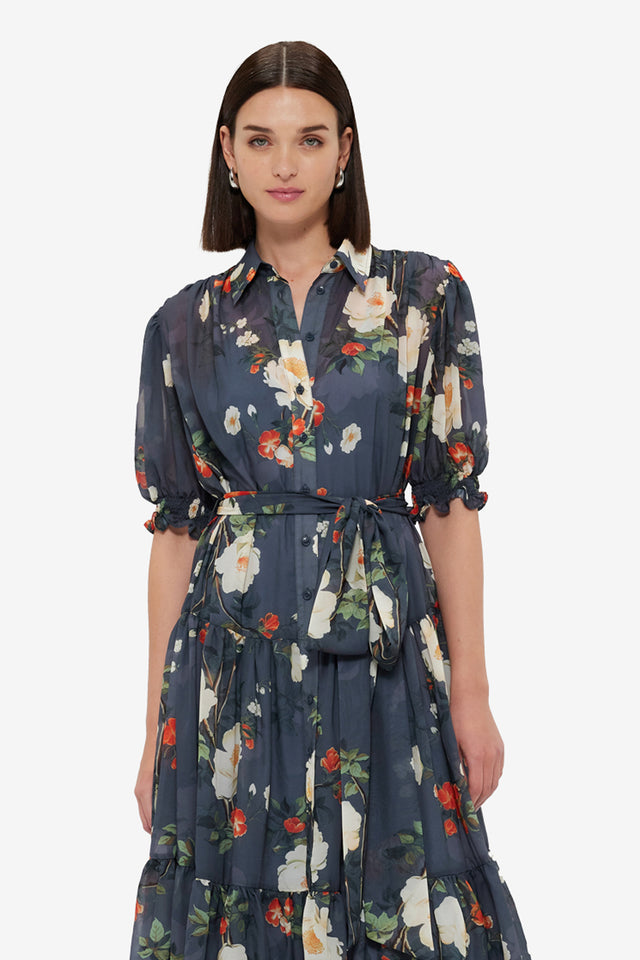Exclusive LEO LIN Ellie Bishop Sleeve Midi Dress - Pear Blossom Print