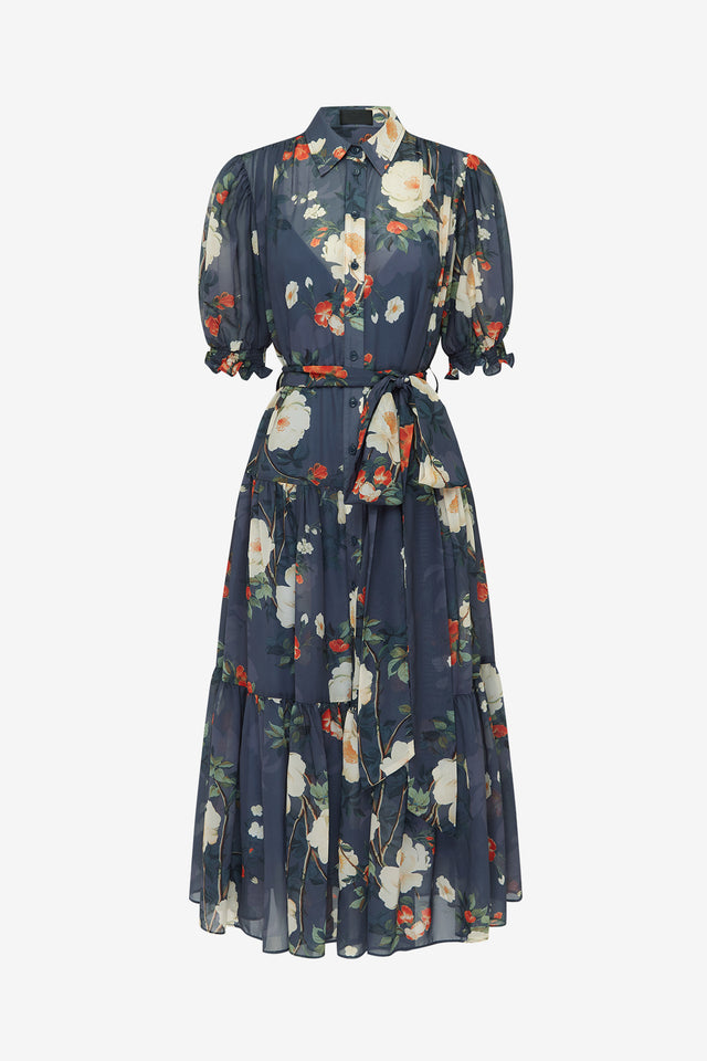 Exclusive LEO LIN Ellie Bishop Sleeve Midi Dress - Pear Blossom Print
