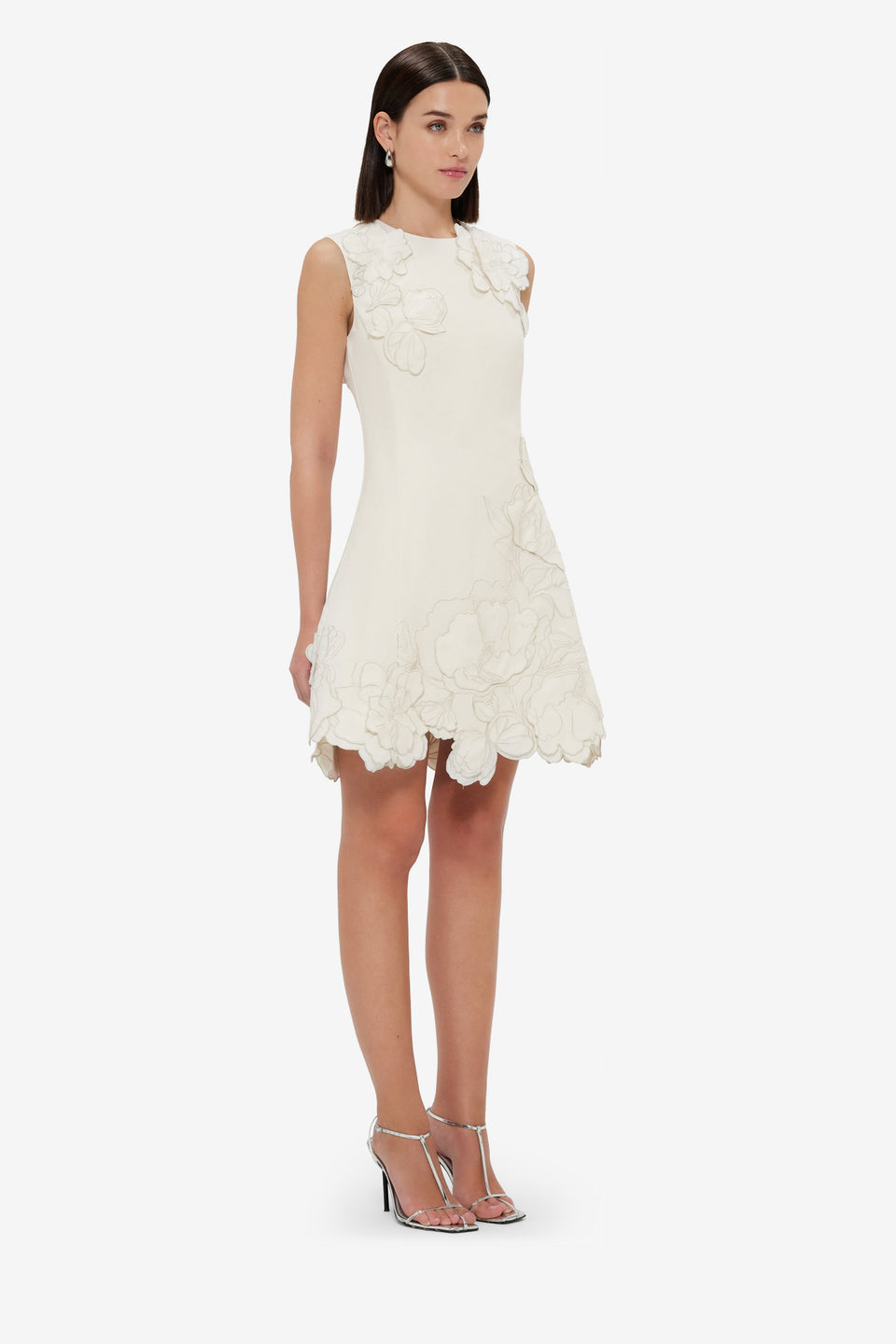 Chloe Appliqué Sleeveless Mini Dress - Vanilla Dress Mini