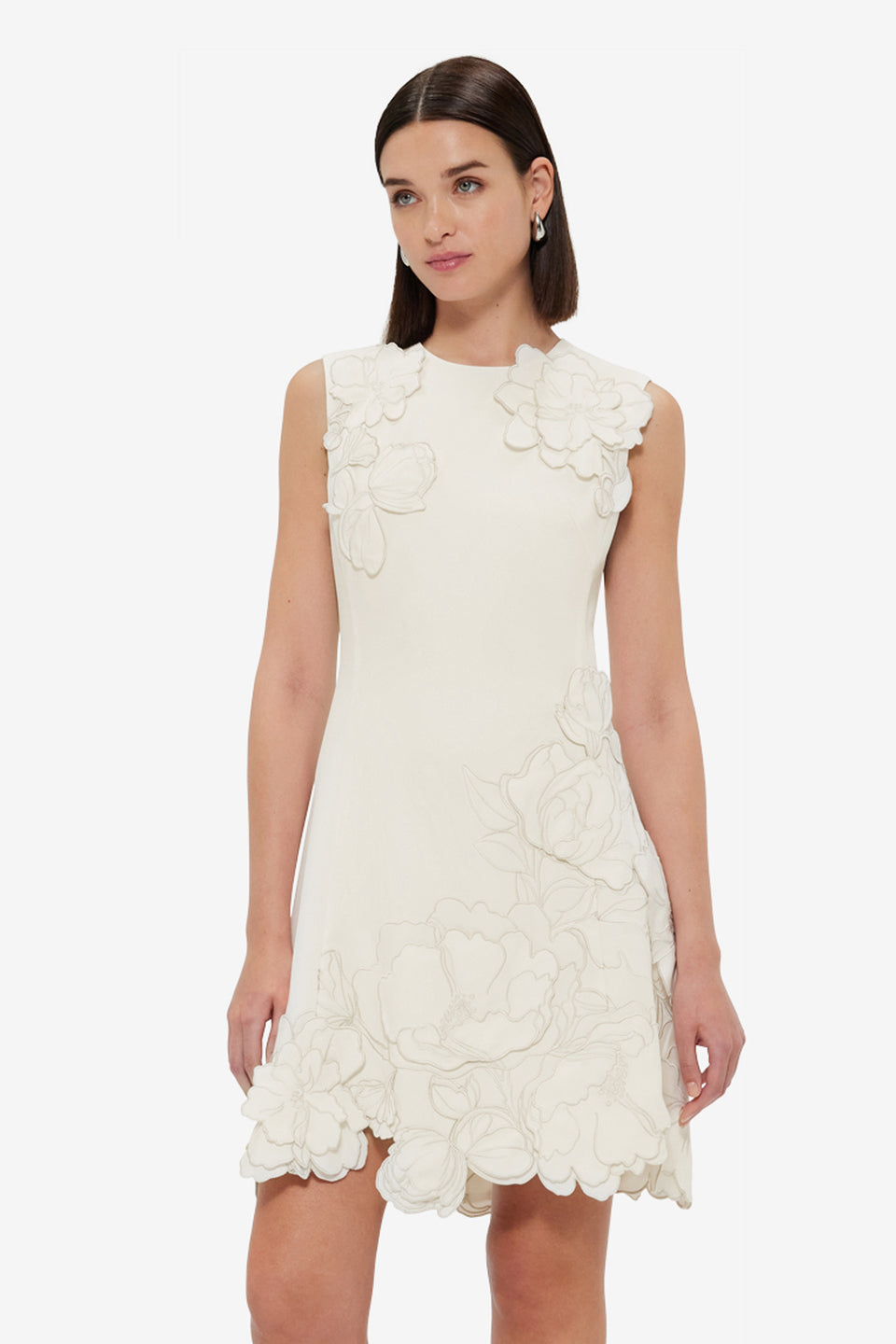 Chloe Appliqué Sleeveless Mini Dress - Vanilla Dress Mini