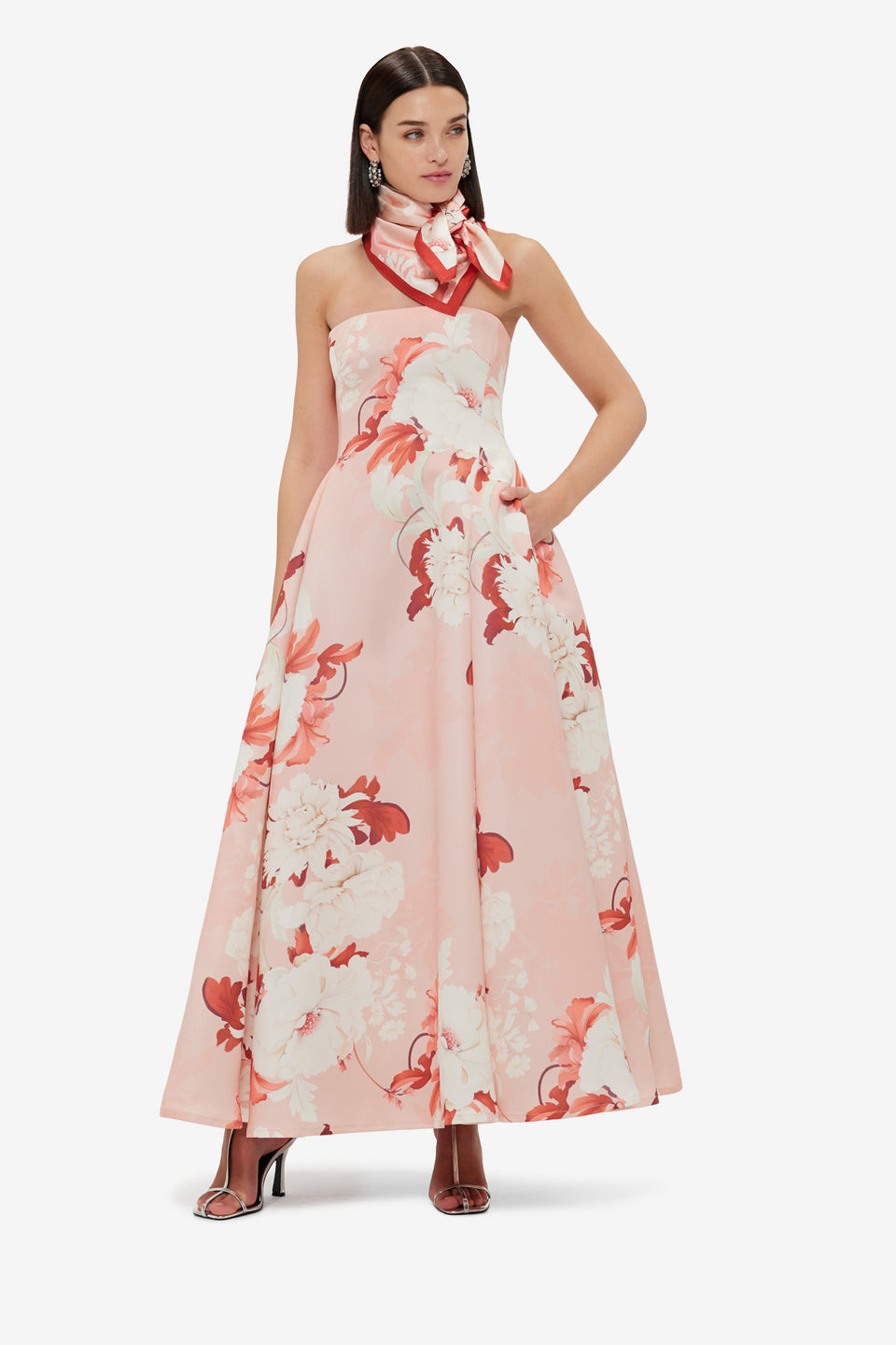 Exclusive LEO LIN Small Scarf - Peony Print